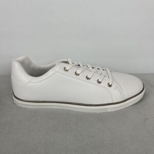 Evans Womens Lace Up Sneaker White Metal Strip Size 11 Clean‎ Girl Preppy Casual